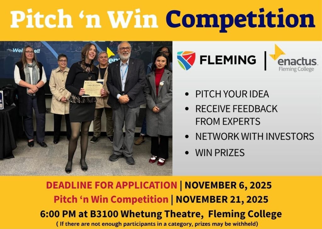 Enactus Fleming Pitch 'n Win 2025. Deadline for application Nov 6, competition is on Nov 21